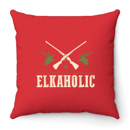 Elk Hunting Elkaholic Hunters Throw Pillows