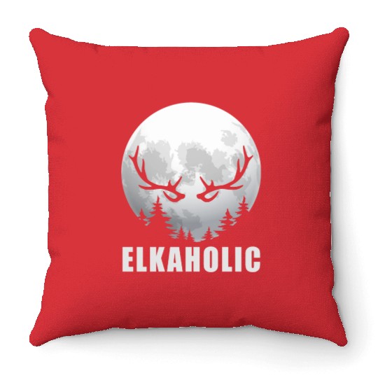 Elk Hunting Elkaholic Hunters Throw Pillows