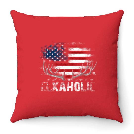 Elk Hunting Elkaholic Hunters Throw Pillows