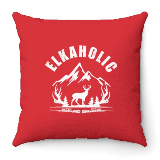 Elk Hunting Elkaholic Hunters Throw Pillows