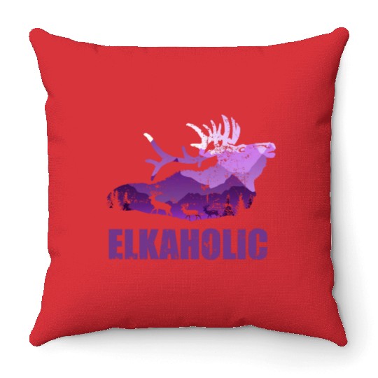 Elk Hunting Elkaholic Hunters Throw Pillows