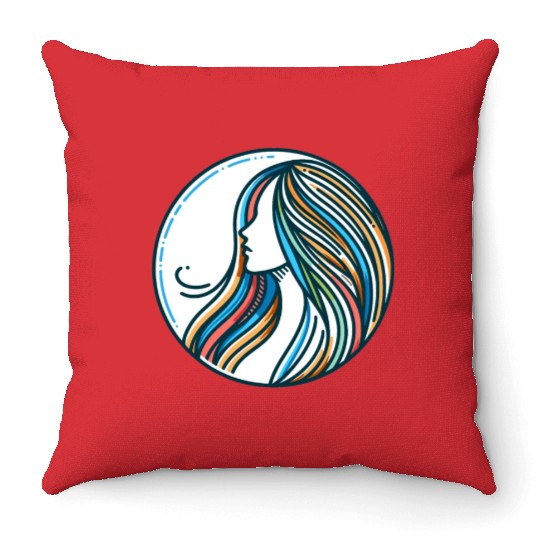 Woman, Spectrum of Serenity Throw Pillows