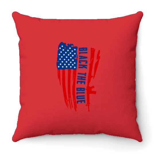 Black the blue American Oilfield USA Flag Throw Pillows