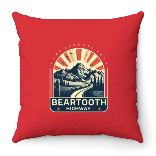 Beartooth Highway US 212 Throw Pillows