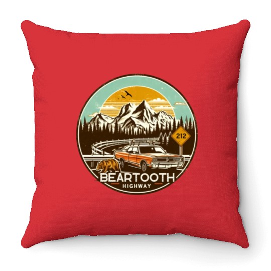 Beartooth Highway US 212 Throw Pillows
