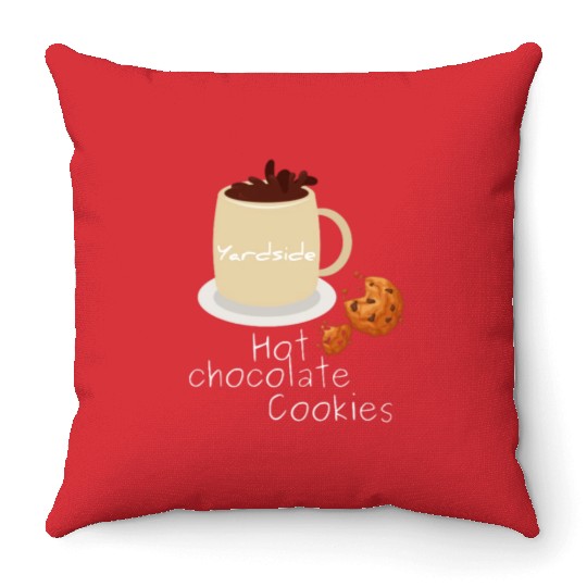 Drink Hot chocolate cookies Yardside font logo Throw Pillows