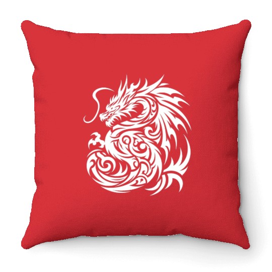 Dragon T Tattoo Artistic Design Throw Pillows