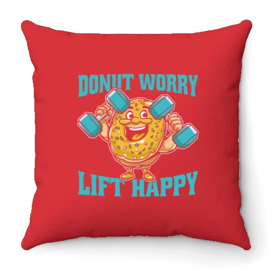 Fitness Donut Funny Donut Gym Throw Pillows