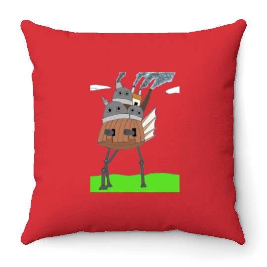 Steampunk Mechanical Moving Castle Throw Pillows