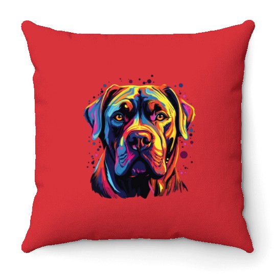 Watercolor Colorful Cane Corso Throw Pillows