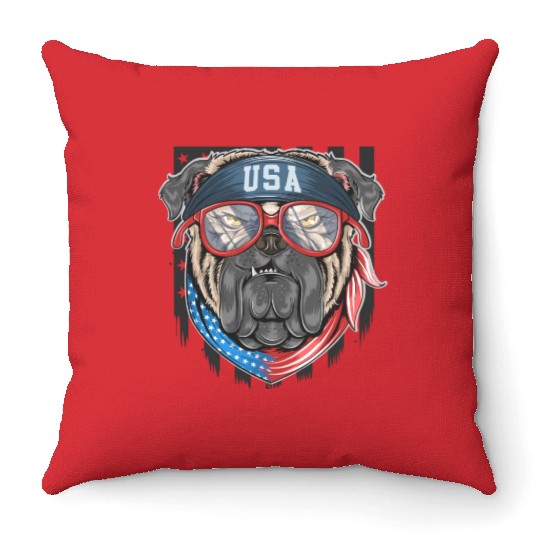 Patriotic Pooch - American Spirit Dog Throw Pillows