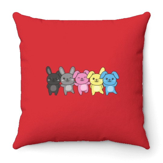 Polygender Flag Pride Lgbtq Bunny Throw Pillows
