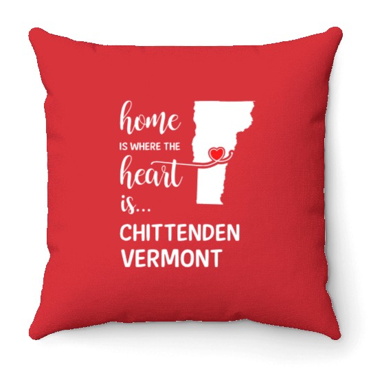 Chittenden County Vermont Is Where My Heart Is Throw Pillows