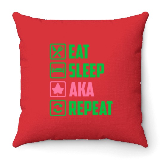 Eat Sleep AKA Repeat Alpha Kappa Alpha Womens Gift Throw Pillows
