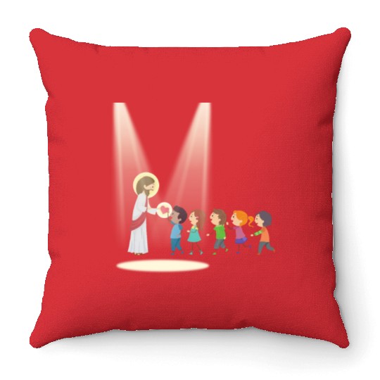 sacred heart of jesus Throw Pillows
