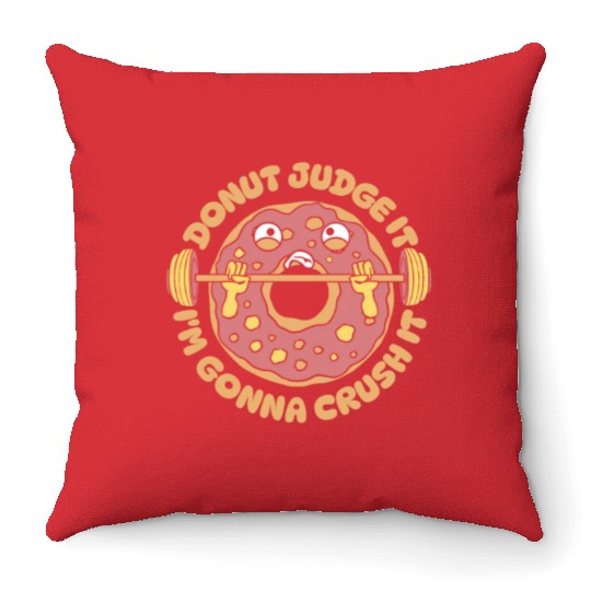 Fitness Donut Funny Donut Gym Throw Pillows