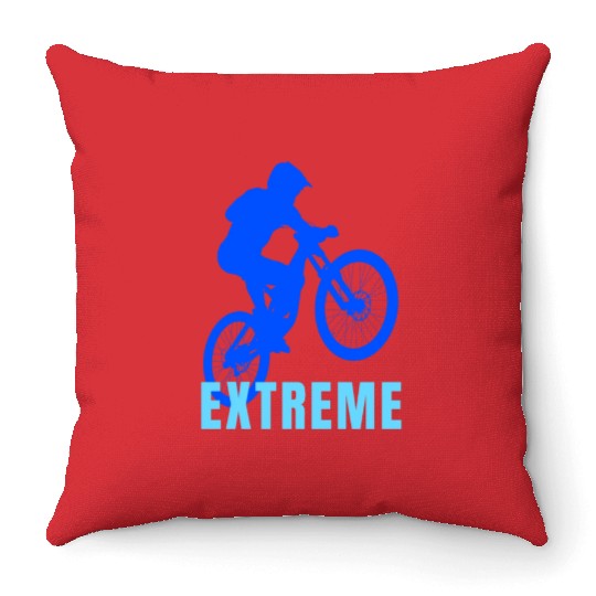 Mountain Bike (blue and light blue design) Throw Pillows
