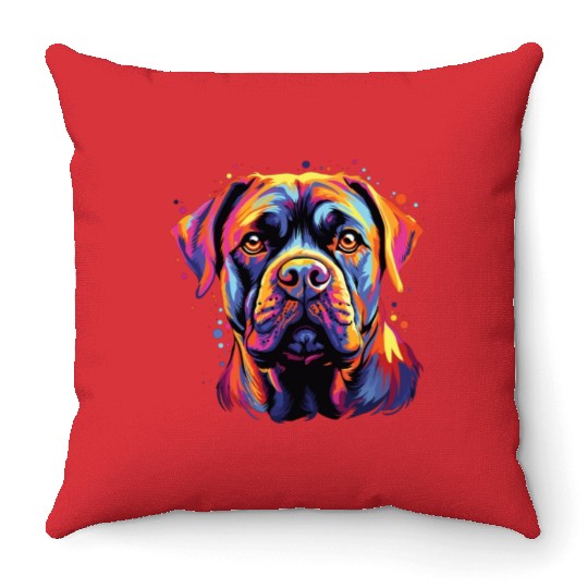 Watercolor Colorful Cane Corso Throw Pillows