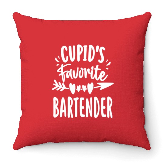 Cupid's Favorite Bartender Valentines Day Matching Throw Pillows