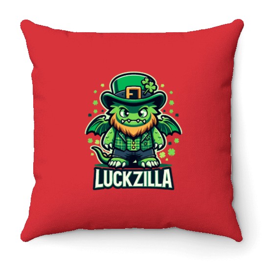 Luckzilla St. Paddy's Day Dragon Throw Pillows