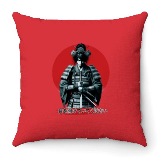 Samurai Warrior - Japanese heritage Throw Pillows
