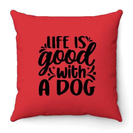 dog typography Throw Pillows