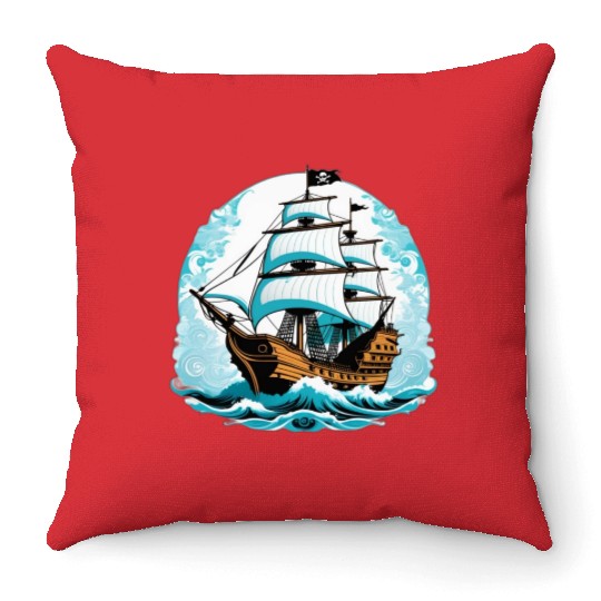 Pirate Ship 1 Throw Pillows
