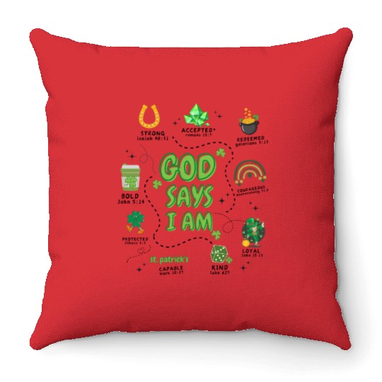 God says i am St Patricks Day Throw Pillows