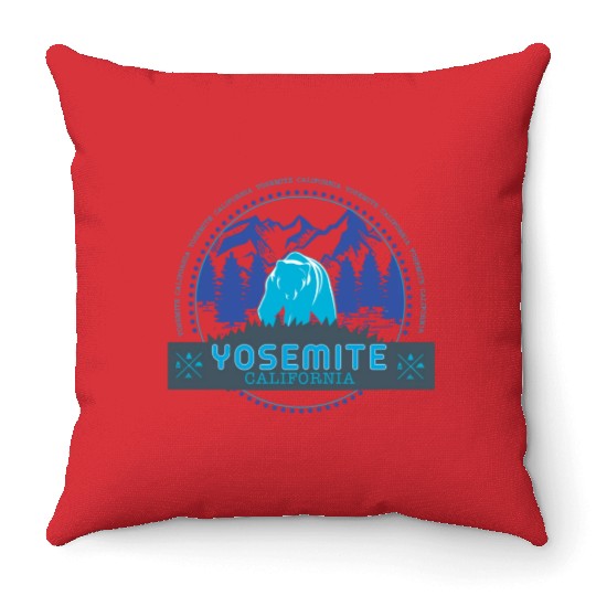 YOSEMITE CALIFORNIA Natural Landmark Stamp Throw Pillows