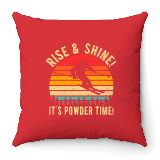 Vintage Sunset 80s Ski Funny Cute Winter Retro Throw Pillows