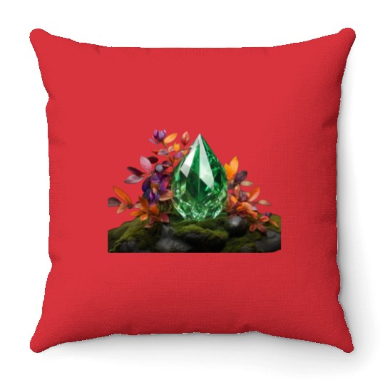 green crystal Throw Pillows