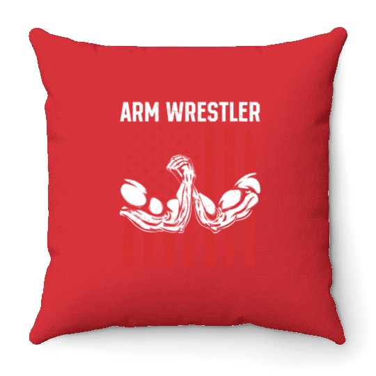 Armwrestling Arm Wrestler US Flag Arm Wrestling Throw Pillows