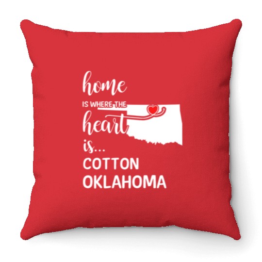 Cotton County Oklahoma Is Where My Heart Is Gift Throw Pillows