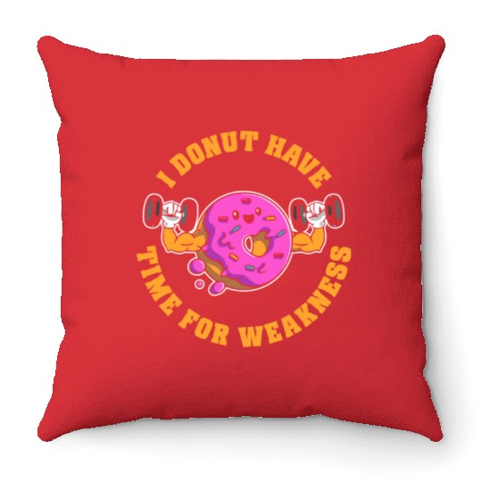 Fitness Donut Funny Donut Gym Throw Pillows