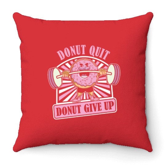 Fitness Donut Funny Donut Gym Throw Pillows