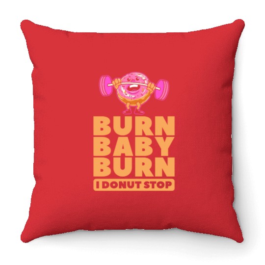 Fitness Donut Funny Donut Gym Throw Pillows
