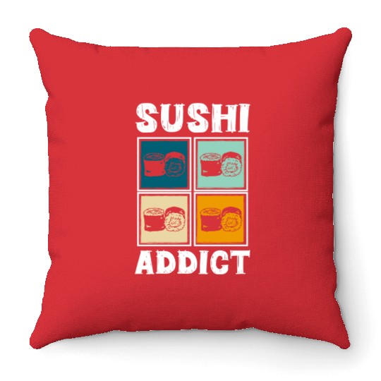 Sushi Delicious Kawaii Cuisine Throw Pillows