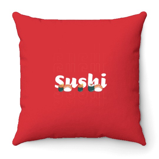 Japanese Fish Maki Cuisine Throw Pillows
