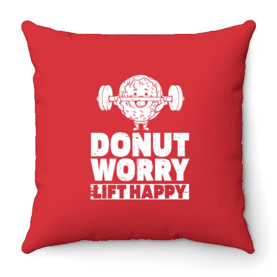 Fitness Donut Funny Donut Gym Throw Pillows
