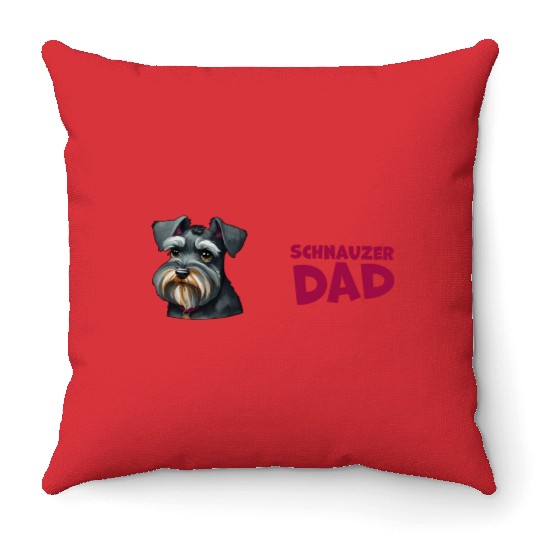 Schnauzer Dad Throw Pillows