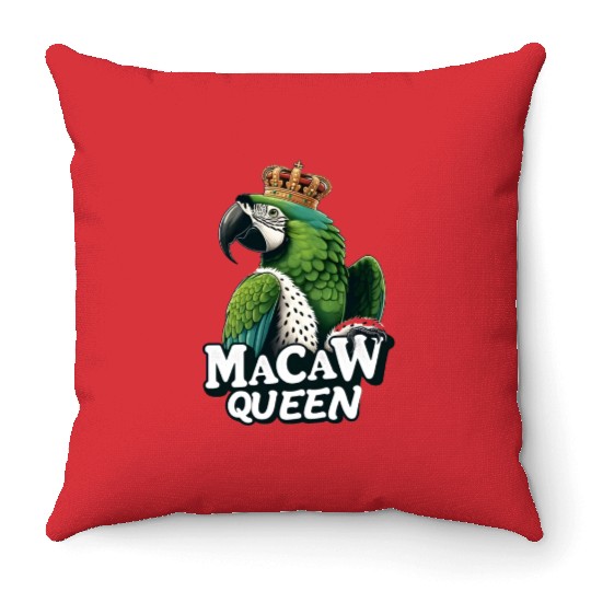 Green Macaw Ornithologist Macaw Queen Throw Pillows
