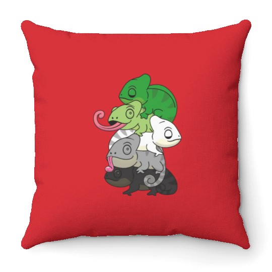 Aromantic Flag Pride Lgbtq Cute Chameleon Pile Throw Pillows