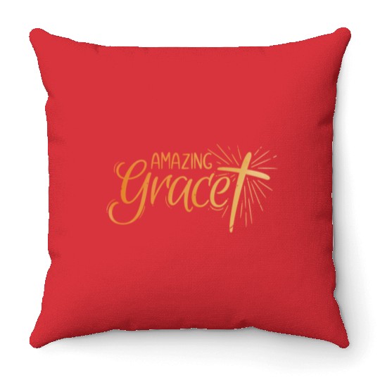 Amazing Grace Lettering Throw Pillows