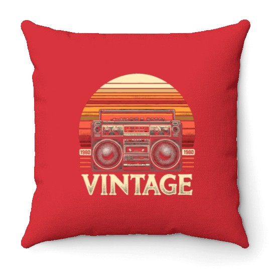 Vintage Boombox Old School 80s Music Retro Throw Pillows