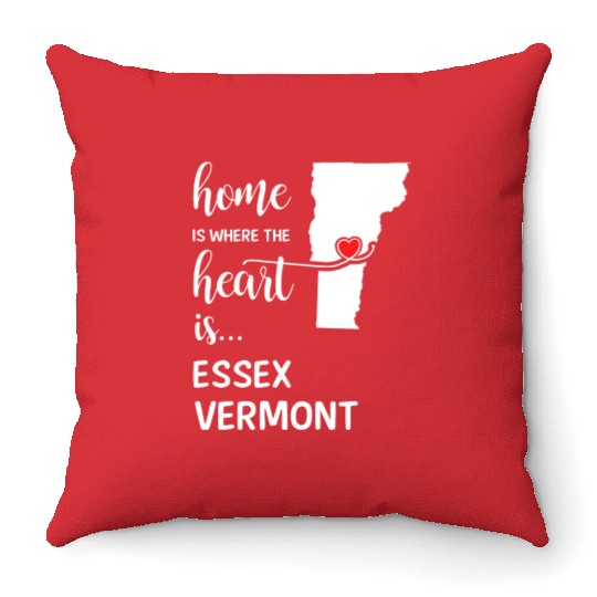 Essex County Vermont Is Where My Heart Is Gift Throw Pillows