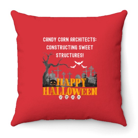 Candy Corn Architects Constructing Sweet Struct Throw Pillows
