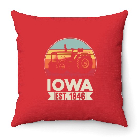 Iowa Vintage Tractor Farmer Gifts Throw Pillows