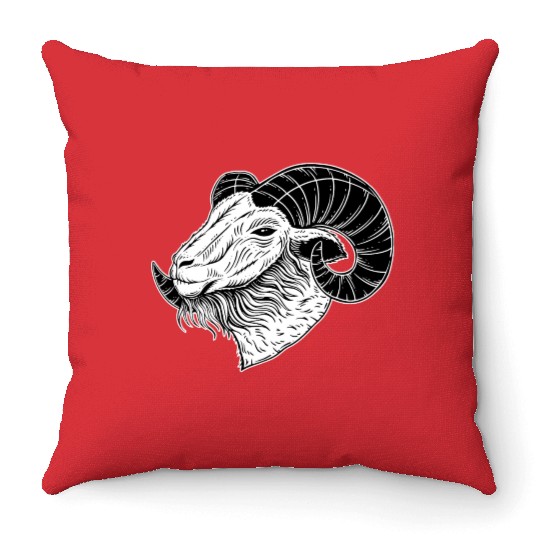 Baphomet Goat Devil Horn Head Throw Pillows