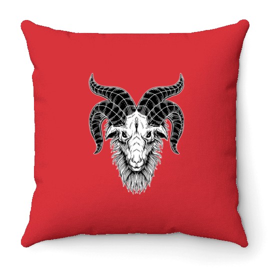 Devil Baphomet Goat Head Throw Pillows