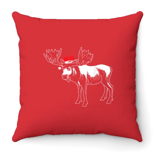 Christmas Moose X mas Deer Animal Fan Hilarious Throw Pillows